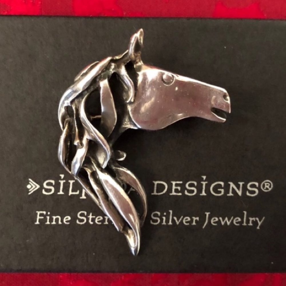 Vintage Silpada Sterling Silver Horse Head Equestrian Pin/Pendant I0653 - Picture 4 of 11